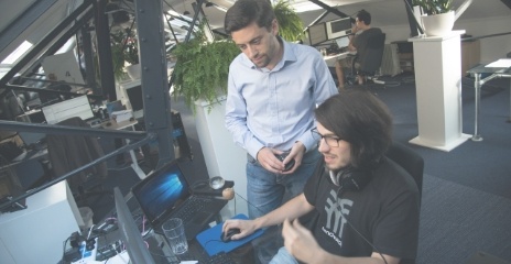 L-Acoustics team members in Highgate office, fostering a culture of teamwork and innovation.